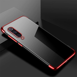 Xiaomi Mi 9 Lite Kılf Zore Dört Köşeli Lazer Silikon Kapak Kırmızı