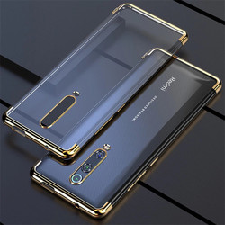 Xiaomi Mi 9T Case Zore Dört Köşeli Lazer Silicon Cover Gold