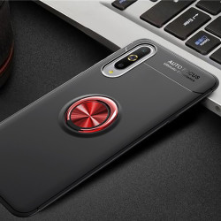 Xiaomi Mi A3 Kılıf Zore Ravel Silikon Kapak Siyah-Kırmızı