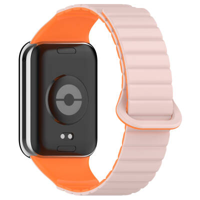 Xiaomi Mi Band 8 Pro Silicone Band Zore KRD-105 Strap Pembe-Turuncu