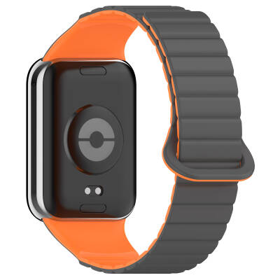 Xiaomi Mi Band 8 Pro Silicone Band Zore KRD-105 Strap Gri-Turuncu