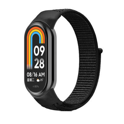 Xiaomi Mi Band 8 Zore KRD-03 Hasır Kordon Koyu Siyah