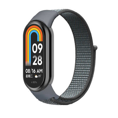 Xiaomi Mi Band 8 Zore KRD-03 Hasır Kordon Gri