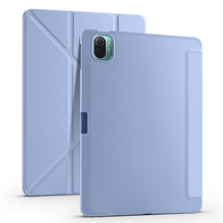 Xiaomi Mi Pad 5 Case Zore Tri Folding Smart With Pen Stand Case Blue