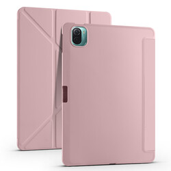 Xiaomi Mi Pad 5 Case Zore Tri Folding Smart With Pen Stand Case Rose Gold