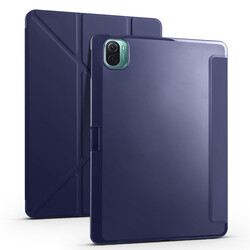 Xiaomi Mi Pad 5 Case Zore Tri Folding Smart With Pen Stand Case Navy blue