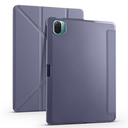 Xiaomi Mi Pad 5 Case Zore Tri Folding Smart With Pen Stand Case Purple