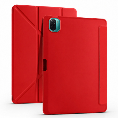 Xiaomi Mi Pad 5 Kılıf Zore Tri Folding Kalem Bölmeli Standlı Kılıf Kırmızı