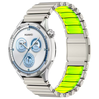 Xiaomi Mi Watch Color Zore KRD-151 22mm Metal Silikon Kordon Gümüş-Yeşil