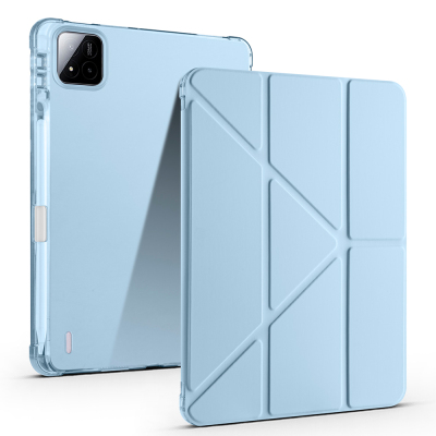 Xiaomi Pad 7 Case Zore Tri Folding Stand Case with Pen Compartment Blue