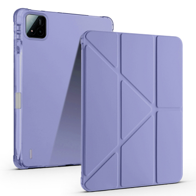Xiaomi Pad 7 Kılıf Zore Tri Folding Kalem Bölmeli Standlı Kılıf Mor