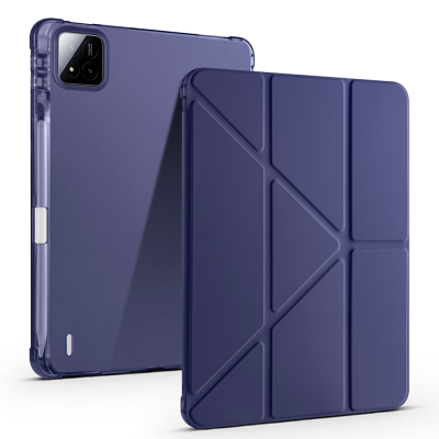 Xiaomi Pad 7 Pro Case Zore Tri Folding Stand Case with Pen Compartment Navy blue