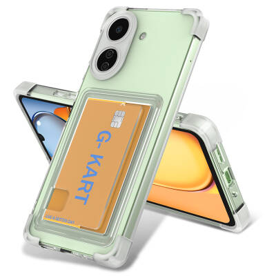 Xiaomi Poco C65 Case Airbag Designed Zore G-Card Cover with Transparent Card Holder Colorless