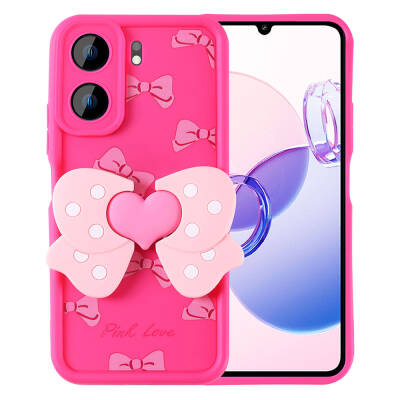 Xiaomi Poco C65 Case Camera Protected Figure Designed Zore Cover Dark Pink