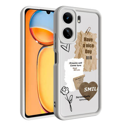 Xiaomi Poco C65 Case Camera Protection Printed Back Surface Zore Klas Cover White