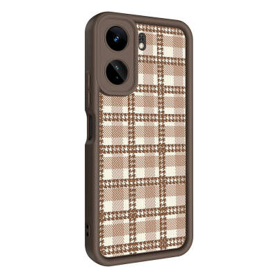 Xiaomi Poco C65 Case Camera Protection Printed Back Surface Zore Klas Cover Açık Kahve