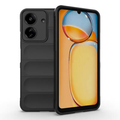 Xiaomi Poco C65 Case Flexible TPU Hollow Back Surface Design Zore Etnik Silicone Cover Black