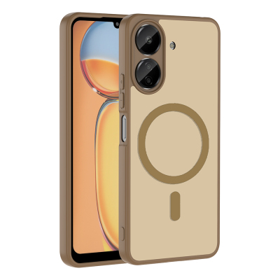 Xiaomi Poco C65 Case M-safe Charging Feature Zore Babet Cover Brown