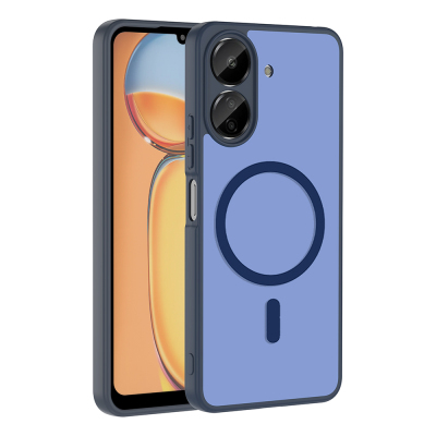 Xiaomi Poco C65 Case M-safe Charging Feature Zore Babet Cover Navy blue