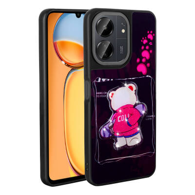 Xiaomi Poco C65 Case Shining Embossed Zore Amas Silicone Cover with Iconic Figure Black