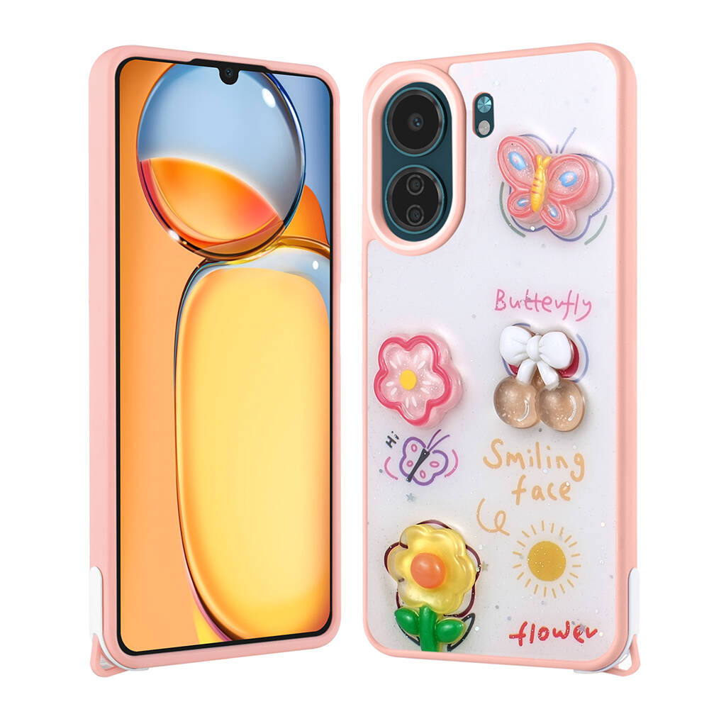 Xiaomi Poco C65 Case Shining Glitter Relief Figured Zore Cevze Cover - 1