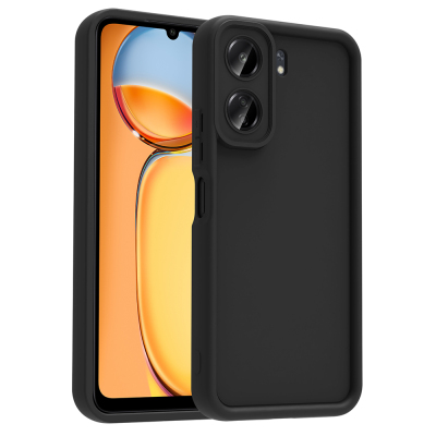 Xiaomi Poco C65 Kılıf Kamera Korumalı Zore Ananas Kapak Siyah