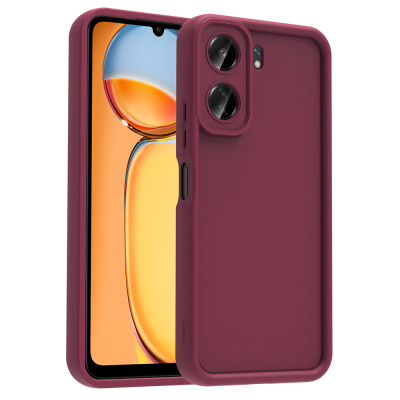 Xiaomi Poco C65 Kılıf Kamera Korumalı Zore Ananas Kapak Mürdüm