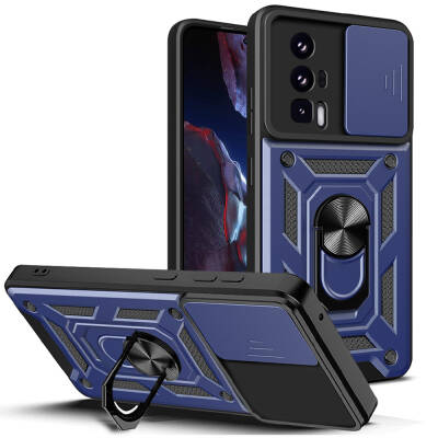 Xiaomi Poco F5 Pro Case Magnetic Stand Camera Protector Zore Sliding Vega Cover Blue