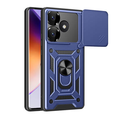 Xiaomi Poco F6 Case Magnetic Stand Camera Protection Zore Sliding Vega Cover Blue