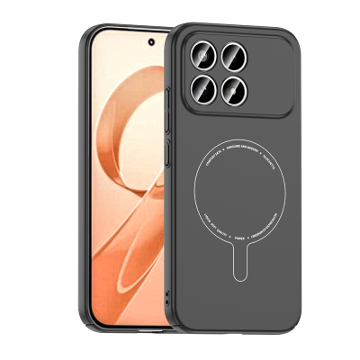 Xiaomi Poco F8 Pro Case with M-Safe Charging and Camera Protection - Zore Elio Hard PC Cover Black