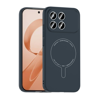 Xiaomi Poco F8 Pro Case with M-Safe Charging and Camera Protection - Zore Elio Hard PC Cover Navy blue