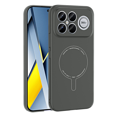 Xiaomi Poco F8 Ultra Case with M-Safe Charging Feature and Camera Protection - Zore Elio Hard PC Cover Black