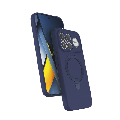 Xiaomi Poco F8 Ultra Kılıf M-safe Şarj Özellikli Standlı Zore Samara Kapak Lacivert