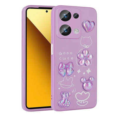 Xiaomi Poco M6 Pro 4G Case Relief Figured Shiny Zore Toys Silicone Cover Purple