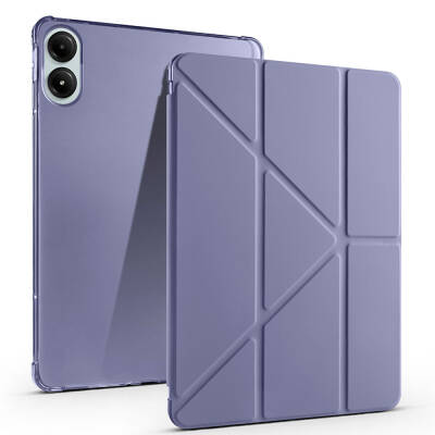 Xiaomi Poco Pad Case Compartment Zore Tri Folding Pen Stand Case Purple