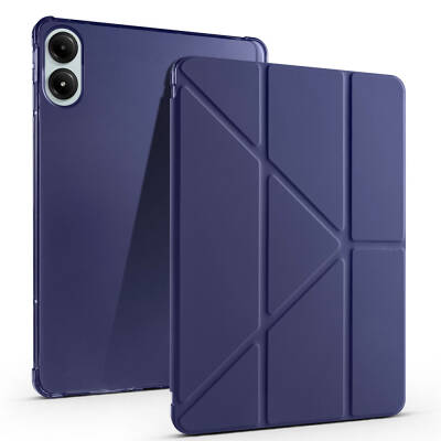 Xiaomi Poco Pad Case Compartment Zore Tri Folding Pen Stand Case Navy blue