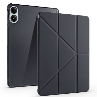 Xiaomi Poco Pad Case Compartment Zore Tri Folding Pen Stand Case Black