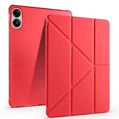 Xiaomi Poco Pad Kılıf Zore Tri Folding Kalem Bölmeli Standlı Kılıf Kırmızı