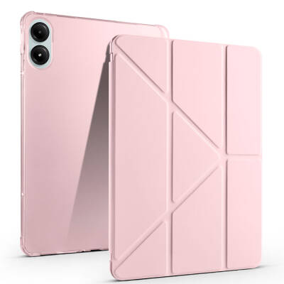 Xiaomi Poco Pad Kılıf Zore Tri Folding Kalem Bölmeli Standlı Kılıf Rose Gold