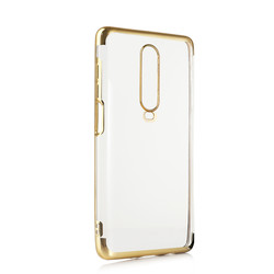 Xiaomi Poco X2 Case Zore Dört Köşeli Lazer Silicon Cover Gold