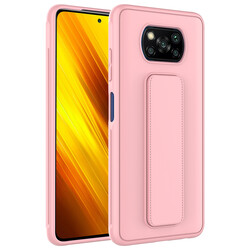 Xiaomi Poco X3 Case Zore Qstand Cover Pink