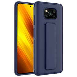 Xiaomi Poco X3 Case Zore Qstand Cover Navy blue