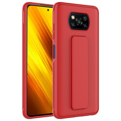 Xiaomi Poco X3 Case Zore Qstand Cover Red