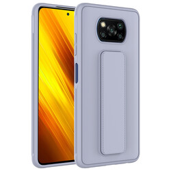 Xiaomi Poco X3 Case Zore Qstand Cover Grey