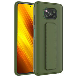 Xiaomi Poco X3 Case Zore Qstand Cover Dark Green