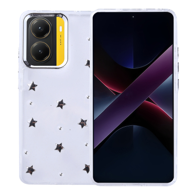 Xiaomi Poco X7 Pro Case Airbag Design Glitter Transparent Zore Kutup Cover Yıldız