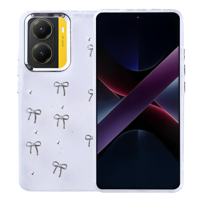 Xiaomi Poco X7 Pro Case Airbag Design Glitter Transparent Zore Kutup Cover Fiyonk