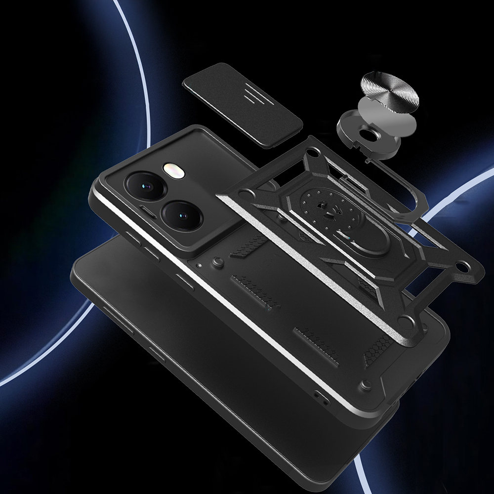 Xiaomi Poco X7 Pro Kılıf Magnetik Standlı Kamera Korumalı Zore Sürgülü Vega Kapak - 7