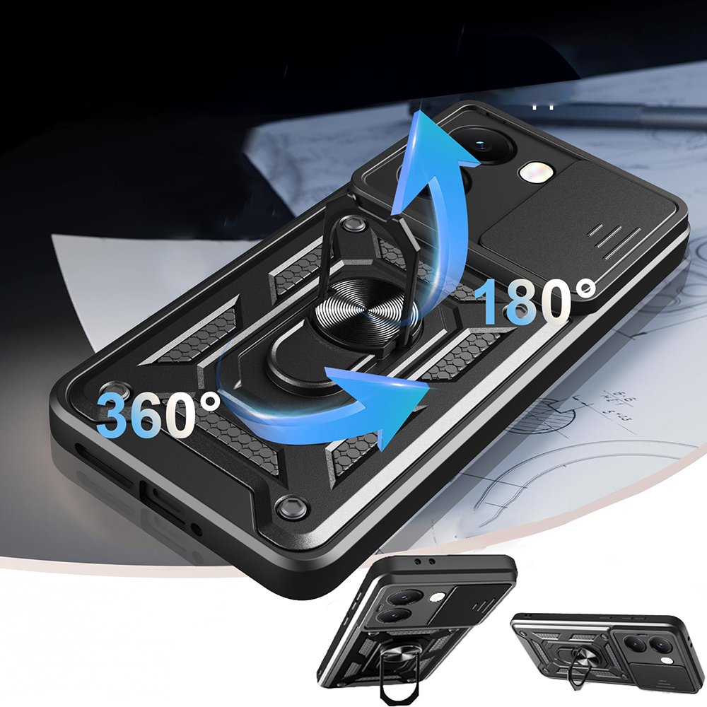 Xiaomi Poco X7 Pro Kılıf Magnetik Standlı Kamera Korumalı Zore Sürgülü Vega Kapak - 10