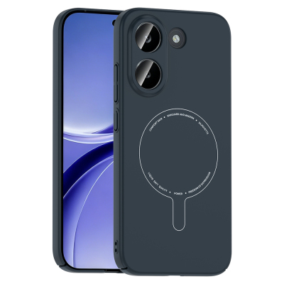 Xiaomi Poco X8 Pro Case with M-Safe Charging and Camera Protection - Zore Elio Hard PC Cover Navy blue